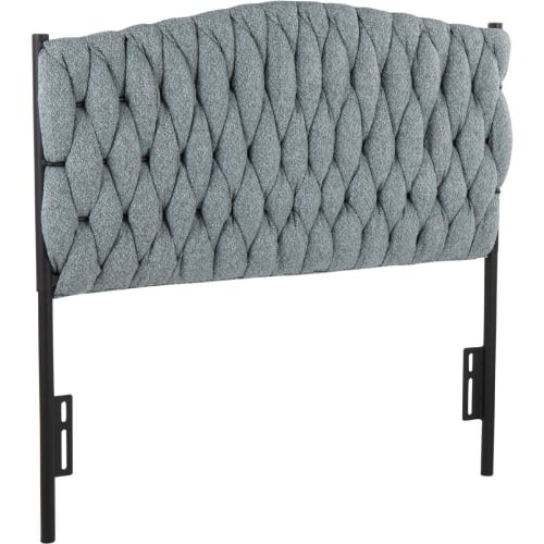 Braided Matisse Twin Headboard in Blue Fabric & Black Metal